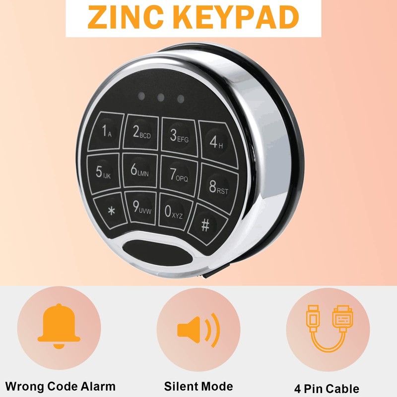 Digital Electronic Keypad Lock for Left Swing Bolt Safes, Gun