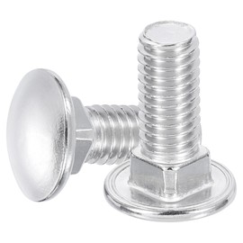 uxcell 8Pcs Carriage Bolts, 3/8"-16x1 Stainless Steel 18-8 (304) Round Head Square Neck Screws Bolt Screw for Fastening Accessories - Silver