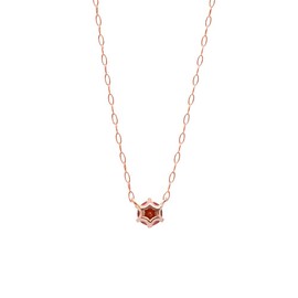 Estelle Necklace 18 Birthstone Pink Gold, Small, Rose Gold, Garnet