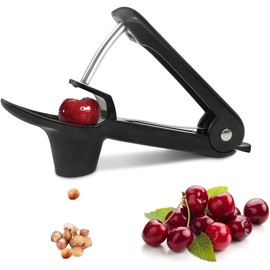 Cherry Pitter Tool, Cherry Pit Remover Tool, Cherry Picker, Fruit Core Remover Design for Make Delicious Cherries Dishes and Cocktail Cherries (Black)