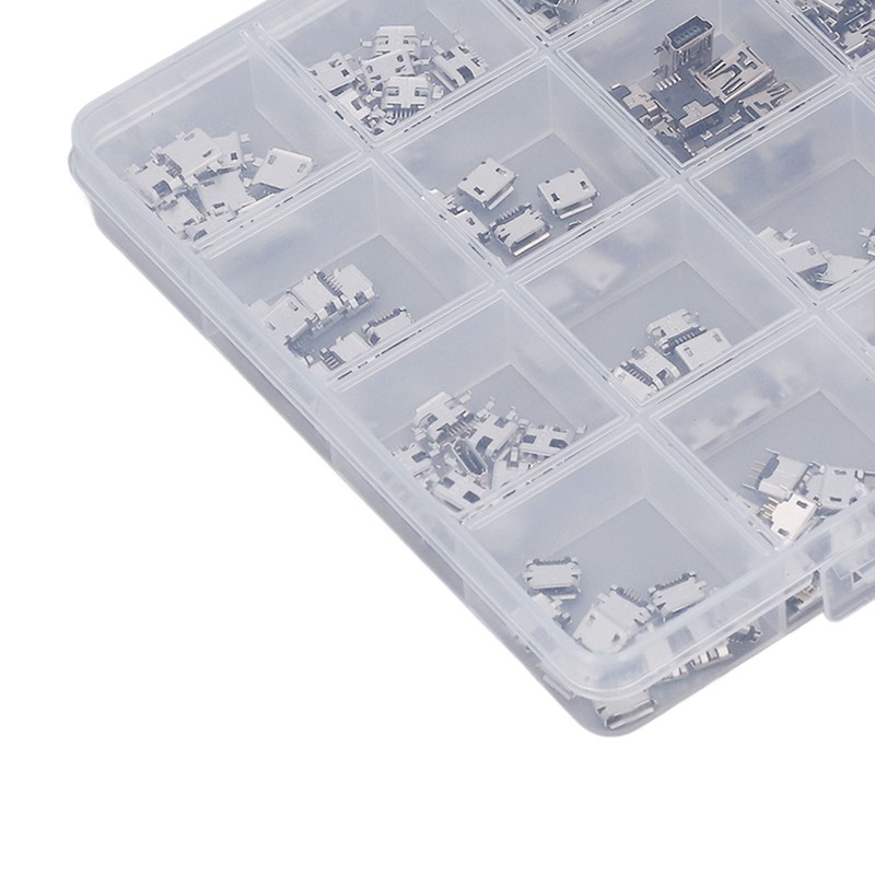 240 Pcs Micro USB Connector Set Stainless Steel Single Row