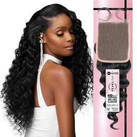 Sensationnel Pearlish bundle 4x5 closure - euro deep 12 inch HD lace beauty supply human hair bundles weave 15a soft remy (NATURAL)