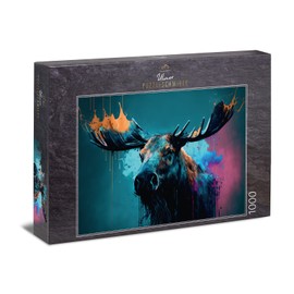Ulmer Puzzleschmiede - Elk Puzzle King of the North - The Mighty Elk as Abstract 1000 Piece Puzzle - from the Puzzle Collection Colours & Fantasy, Quality Made in Germany