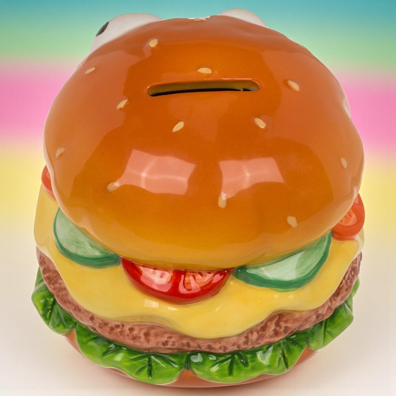 MIJOMA Burger Money Box with Ceramic Eyes - With Lock