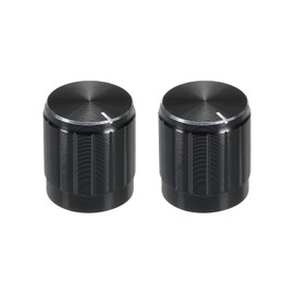 QUARKZMAN Potentiometer Rotary Knob ABS Guitar Knob for 6 mm D Type Shaft Electric Guitar Amplifier Stereo Systems Bass 180° Aluminium Plastic Knob Black Pack of 2