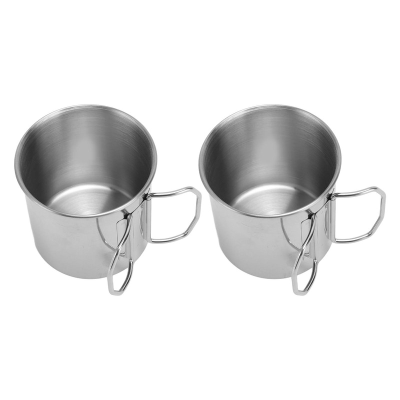 Outdoor Water Cup Foldable Handle Portable 304 Stainless Steel Mug