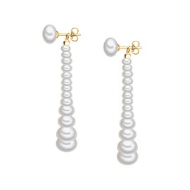 Valero Pearls Women's Pearl Earrings 925 Sterling Silver Yellow Gold-Plated 14 Carat with Potato/Button Freshwater Cultured Pearl 1.0-4.5 mm Earrings, Silver