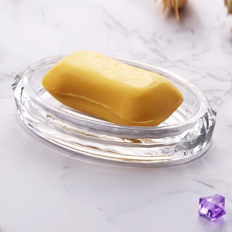 luzen 1PC Clear Glass Soap Dish Bar Soap Holder Soap