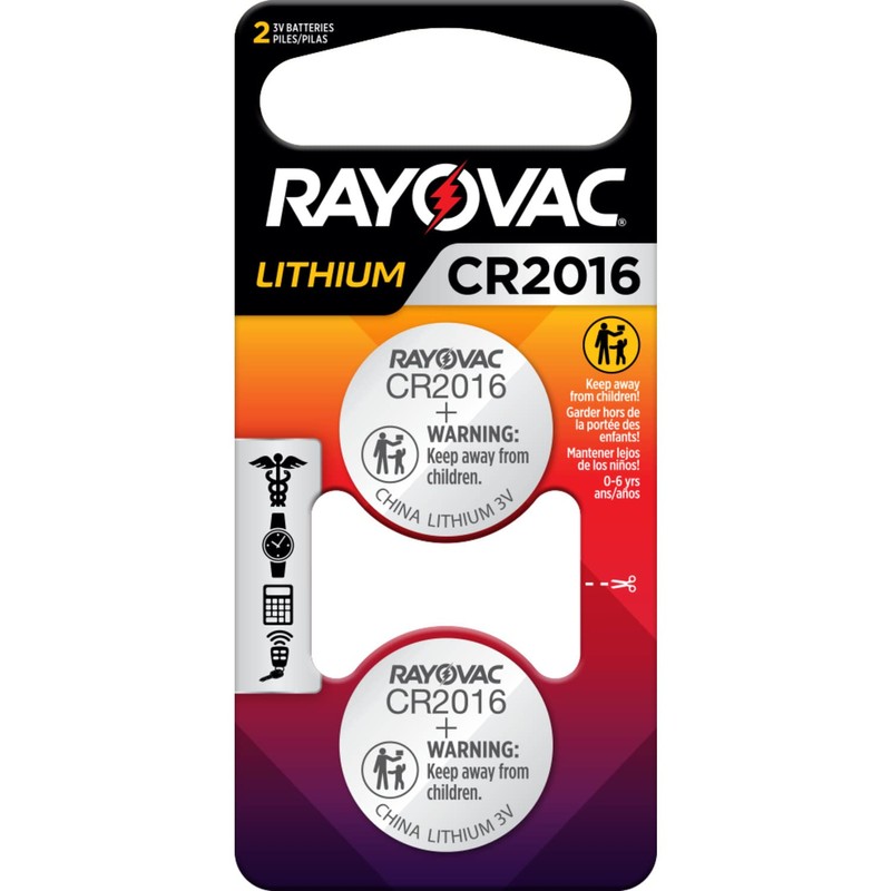 Rayovac CR2016 3V Batteries, 3 Volt Battery Lithium Coin, 2