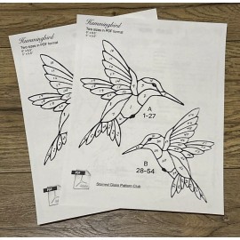 Down East Stained Glass Stained Glass Pattern "Hummingbirds 2 Sizes" 2x Printed on Heavy 90lb. Cardstock