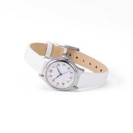 WOCCI 18mm Watch Strap with Rose Gold Buckle, Elegant Genuine Leather Replacement Band for Men or Women (White)