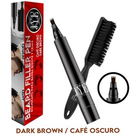 Lapiz Bolígrafo Color CAFÉ Oscuro para rellenar Barba, Bigote y Cejas, unisex. Aumento de volumen, impermeable, a prueba de manchas, larga duracion, incluye cepillo