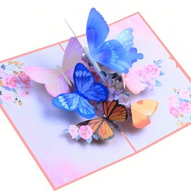Steelhill 3D Pop Up Cards,Butterfly Greeting Cards for Women,Valentines Day Gifts Card with Envelope for Mother's Day Thinking of You Card for Wife,Girlfriend,Friends(Butterfly flying card)