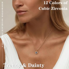 KSF Dainty 14K Gold Plated Necklace for Women Non Tarnis Birthstone Cubic Zirconia Star Necklace Birthday Pendant Jewelry Gifts for Women Mom Wife Her