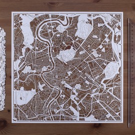 O3 DESIGN STUDIO Rome Paper Cut Map White 30x30 cm Paper Art