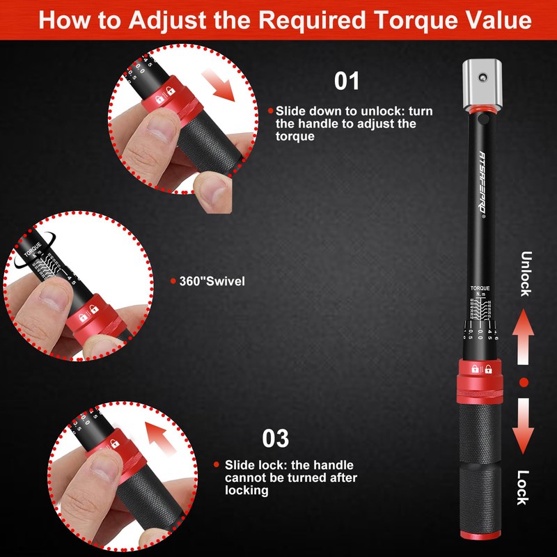 ATsafepro Plug-In Torque Wrench 5-60 Nm, 9 x 12 mm