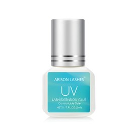 Arison Lashes UV Eyelash Extension Glue Safe and Mild Without Irritation Retention Maximum Adhesion for Semi-Permanent Extensions Profe（White Bottle Blue）