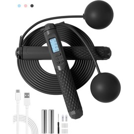 Cordless Jump Rope with Counter for Fitness - Adjustable Smart Skipping Rope for Men, Women,Outdoor Speed Boxing Crossfit Home Gym - Color: Blue