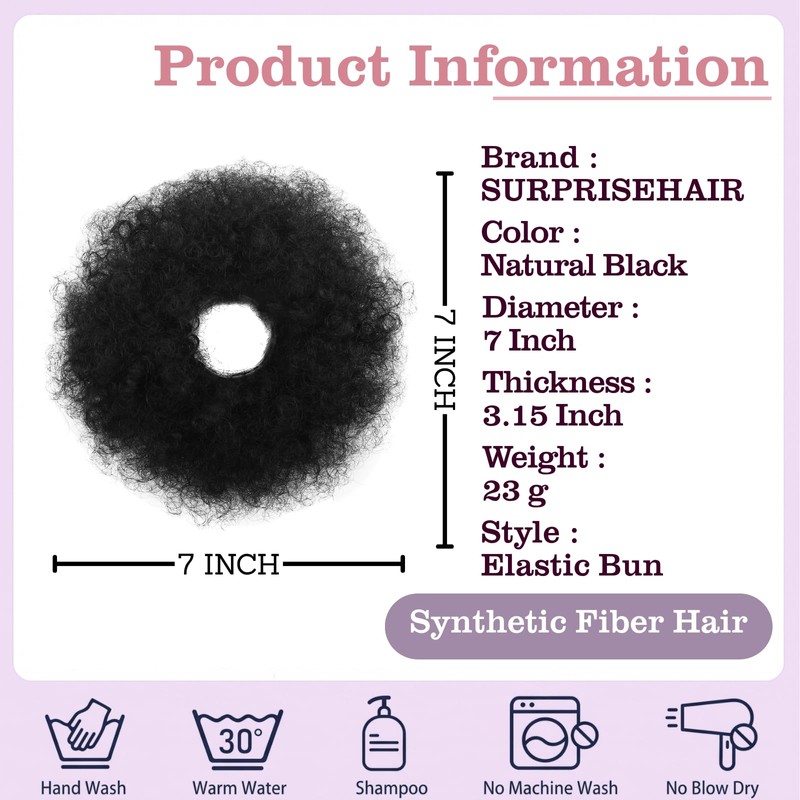 Afro Puff Messy Bun Hair Piece Elastic Ponytail for Women