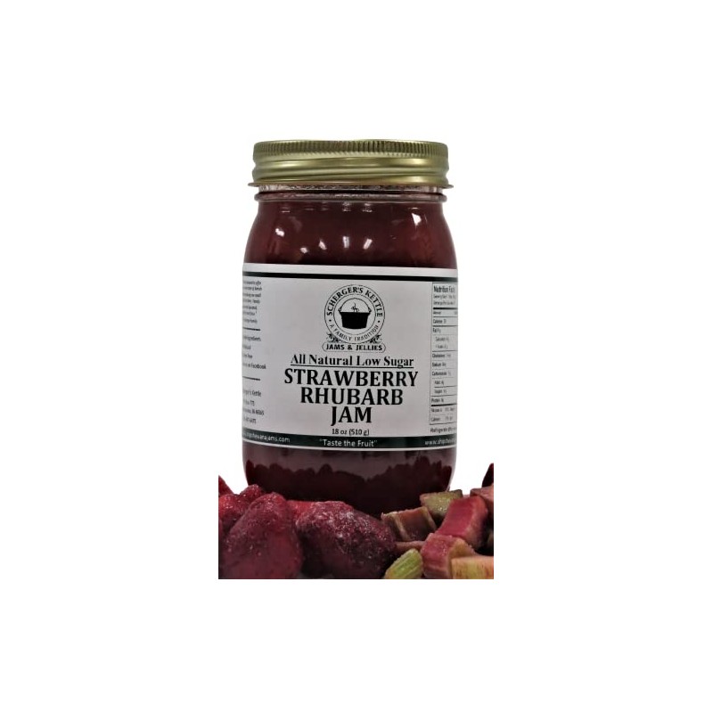 Strawberry Rhubarb Jam, All Natural/Low Sugar, 18 oz