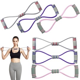 Figure 8 Resistance Bands for Yoga Fitness,Workout Bands Resistance for Women with Handles for Arm, Shoulder,Back Workouts, Stretching Band Set of 6 for Women Men, Elastic Bar for Home Exercise