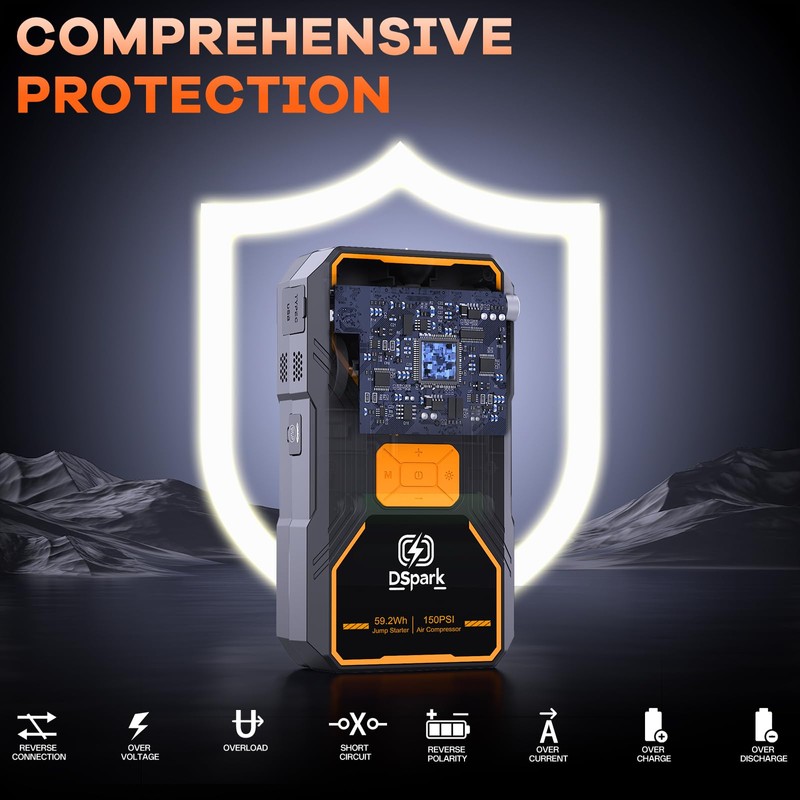 Dspark B31 2000A Jump Starter with 150PSI Air Compressor,Jump Starter