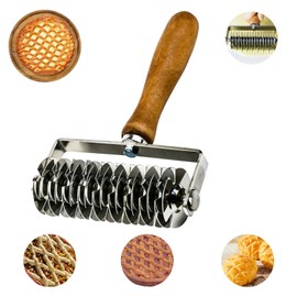 Yallmie Lattice Pastry Cutter, Pastry Lattice Cutter Stainless Steel Lattice Roller Cutter, Dough Lattice Roll with Handle Pastry Roller, Lattice Pie Top Cutter for Restaurant, Bakery, Party