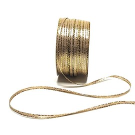 s.dekoda Satin Ribbon 50 m x 3 mm Toffee Gold Christmas Ribbon Decorative Ribbon Gift Ribbon [1371]