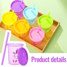 Nuanchu 12 Pcs Cute Rabbit Plastic Cups with Lids and Straws Color Changing Cups Reusable Tumbler with Lid and Straw for Coffee Cold Drinking Travel Parties (Classic Color)