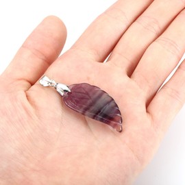 JSDDE Gemstone Charm Pendant, Reiki Healing Stone, Carved Wings, Angel Wings Pendant Necklace, Lucky Charm Pendant, Stainless Steel