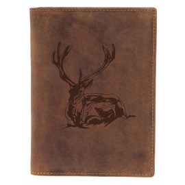 Greenburry Leather hunting licence case with deer motif, leather hunting licence holder, ID card, 16.5 x 12 x 1 cm, brown, Attribute not applicable to the product