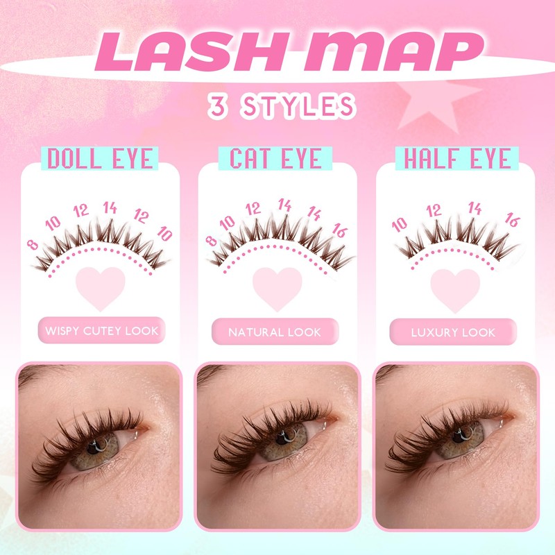 Bunny Lash Clusters Brown Manga Lash Clusters Spiky Doll Individual