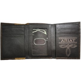 Custom Texas Flag ARIAT RoughRider Leather and Suede Trifold Wallet