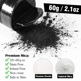Mica Powder Black, Wtrcsv 2.1oz/60g Epoxy Resin Pigment Natural Soap Colouring Powder Dye for Epoxy Resin, Soap Making, Slime, Bath Bombs, Makeup, Nail Art etc.