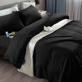 SONORO KATE Bed Sheet Set Super Soft Microfiber 1800 Thread Count Luxury Egyptian Sheets Fit 18-24 Inch Deep Pocket Mattress Wrinkle-4 Piece (Black, Twin XL)