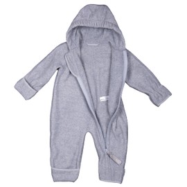 Hoppediz Baby Fleece Jumpsuit, Extra Long Legs - Perfect for Baby Carrier, Cuffs on Hands and Feet - Stone 48-52