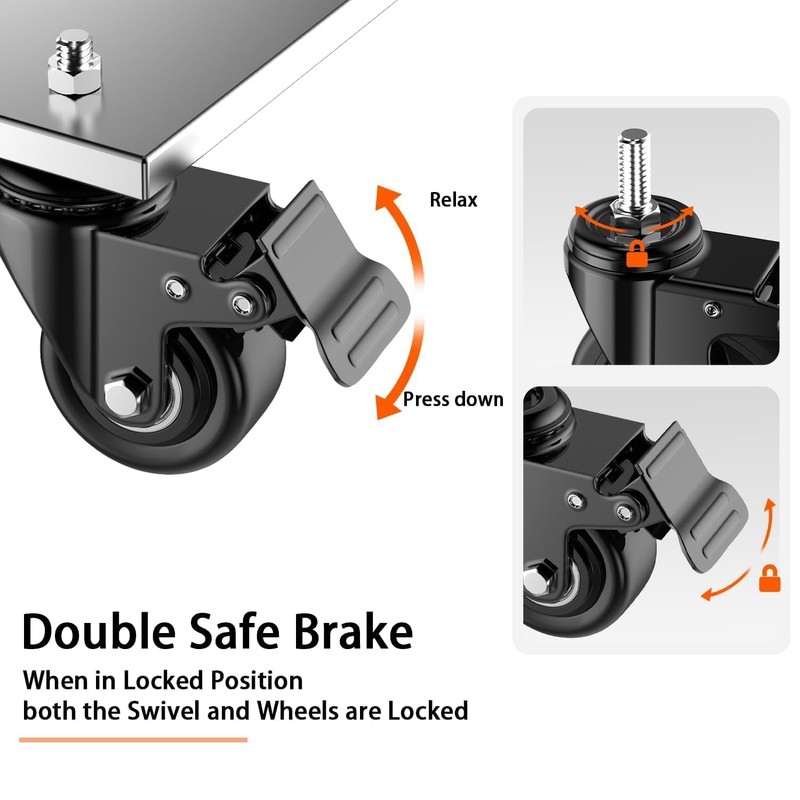 2 Inch Caster Wheels, Swivel 3/8" Threaded Stem Casters Set
