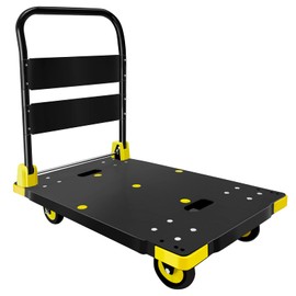Platform Truck Cart 1000LBS Chinco Star Folding Push Cart Dolly Portable Moving Dolly Cart with 360° Swivel 5'' Wheels Heavy Duty Foldable Flatbed Cart for Hand Moving (35L x24W x40H in)