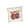 Anonymous Gifting Highland Cows in scarves printed cushion cover -