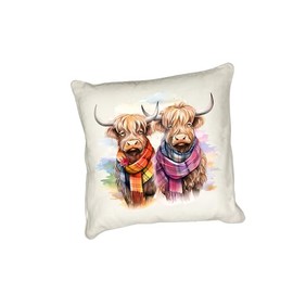Anonymous Gifting Highland Cows in scarves printed cushion cover - perfect for Highland Cow lovers