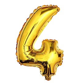 Glanzzeit 16 Inch Gold Balloons Decor Letters A to Z Numbers 0 to 9 for Wedding Prom Birthday Party (Number 4)