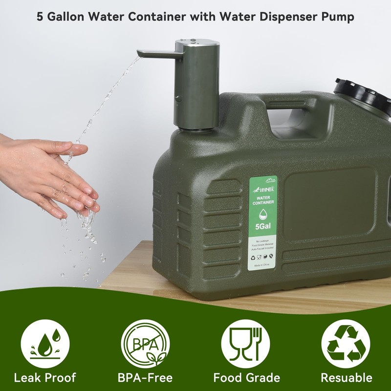FIRINER 5 Gallon Water Jug, Bpa Free Large Water Jug