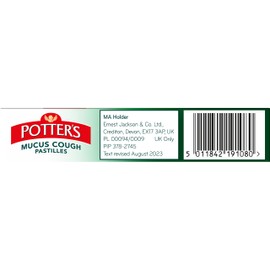 Potter's Mucus Cough Pastilles, Non-Drowsy, Pack of 20 (Packaging May Vary)