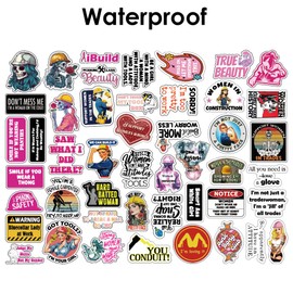 Women Hardhat Sticker, Women in Construction Gifts, Funny Helmet Decals for Girl | Female Blue Collar Hard Hat Decals for Waterbottle, Phone, Laptop
