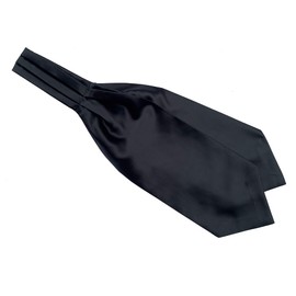 Men Classic Solid Color Black Vintage Satin Silk Cravat Ties Tuxedo Dress Ascot