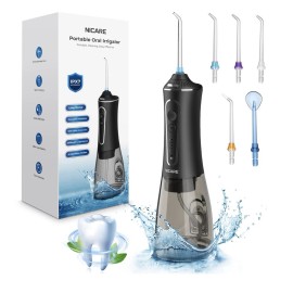 Nicare Cordless Rechargeable Water Dental Flosser Oral Irrigator with 5 Modes & 5 Tips