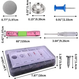 Alrens 65 Piece Roof Liner Repair Kit Car Repair Rivets Car Roof Liner Repair Universal Car Roof Rivets with 65 Pins 1 Screwdriver 1 Tape Measure 1 Plastic Box for All Cars Grey
