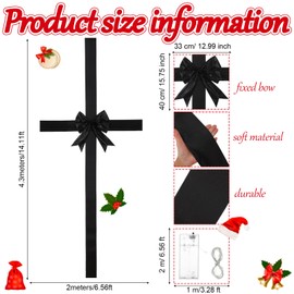 Spiareal Christmas Cabinet Door Ribbon Bow with LED Light Large Glowing Ribbon Christmas Wreath Bow Xmas Tree Festival Wrapping Decorations for Home Xmas Tree(Black,15.75 x 12.99,Normal)