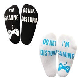 QincLing 2 Pairs Do Not Disturb Socks, Funny Ankle Socks Cotton Novelty Gamer Im Gaming Socks Gifts for Men Ladies Boys Adults