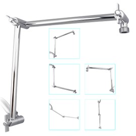 19 Inch Shower Head Extension Arm, Upgrade Flexible Height & Angle Adjustable Shower Arm Extender with Lock Joint, G1/2 Universal Connection for Rain & Handheld Shower Head (Chrome, 19)
